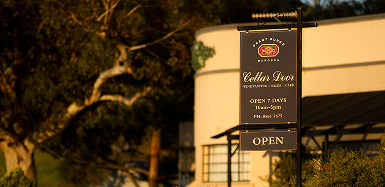 Signage of the Grant Burge cellar door in the heart of the Barossa Valley